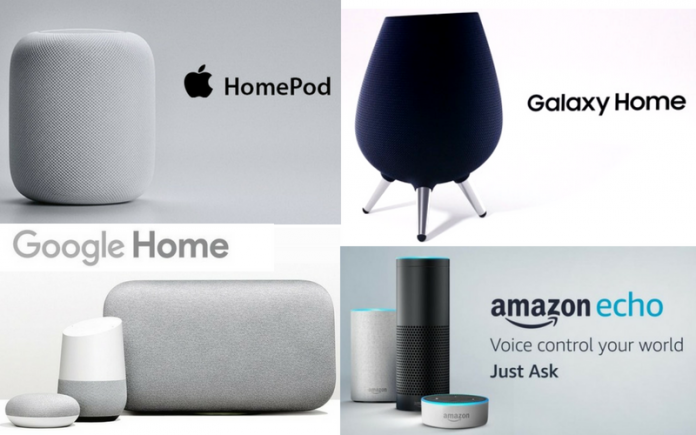 HomePod, Galaxy Home, Google Home y Amazon Echo