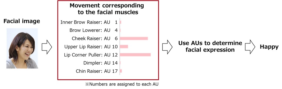 Figura 1 muestra de relación entre AUs y expresión facial