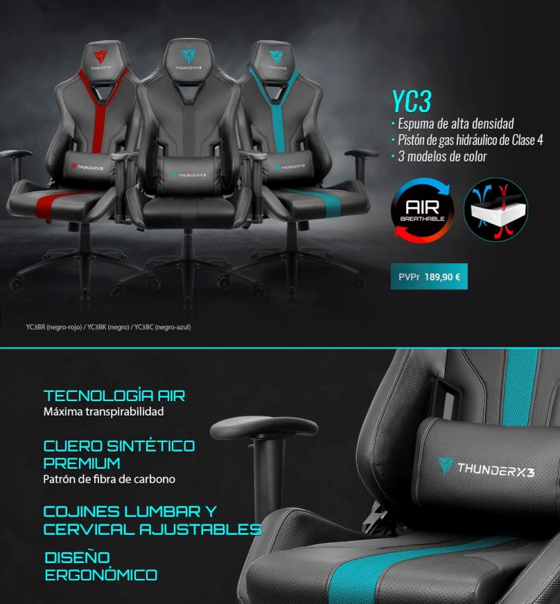 ThunderX3 YC3, minimalismo y ergonomía unidos en una silla gaming - tecnolocura
