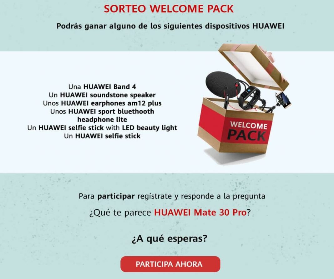 SORTEO WELCOME PACK Huawei con cantidad de regalos