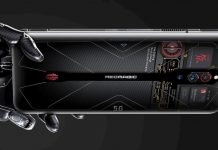 Red Magic 5G Transparent Edition con un ventilador girando a través del vidrio Red Magic 5G Transparent Edition