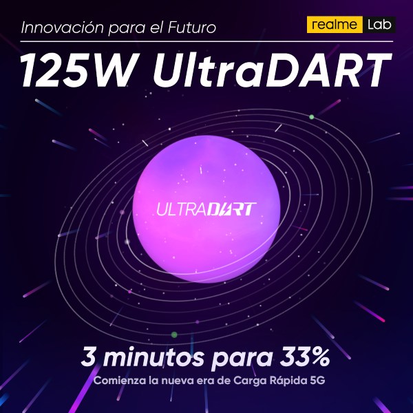 realme UltraDART de 125W carga un 33% en sólo 3 minutos