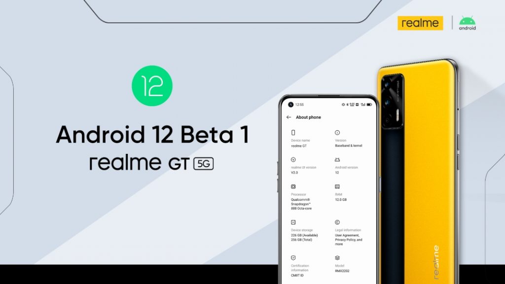 El primer smartphone de realme que soportará la Beta 1 de Android 12: realme GT