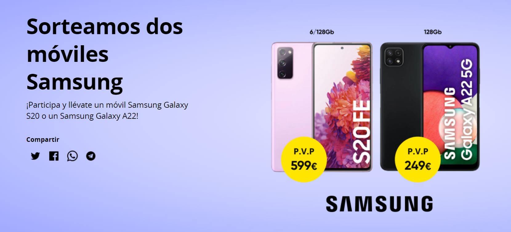 GRATIS con este SORTEO un Samsung Galaxy S20 o Samsung Galaxy A22
