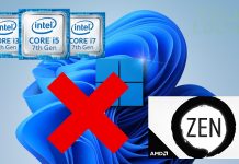 Windows 11 no es compatible con parte de Intel 7th gen y AMD Zen1