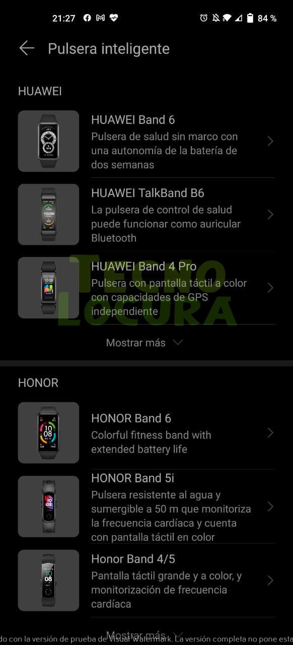 APP Huawei Salud smartband