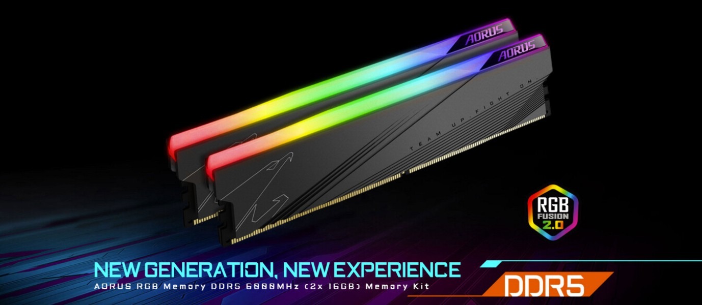 AORUS ofrece kit de memoria DDR5 6000 MHz 32 GB con iluminación RGB