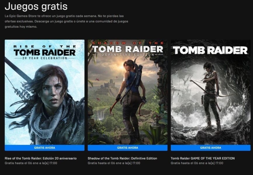 La trilogía de Tomb Raider GRATIS en Epic Games por tiempo LIMITADO