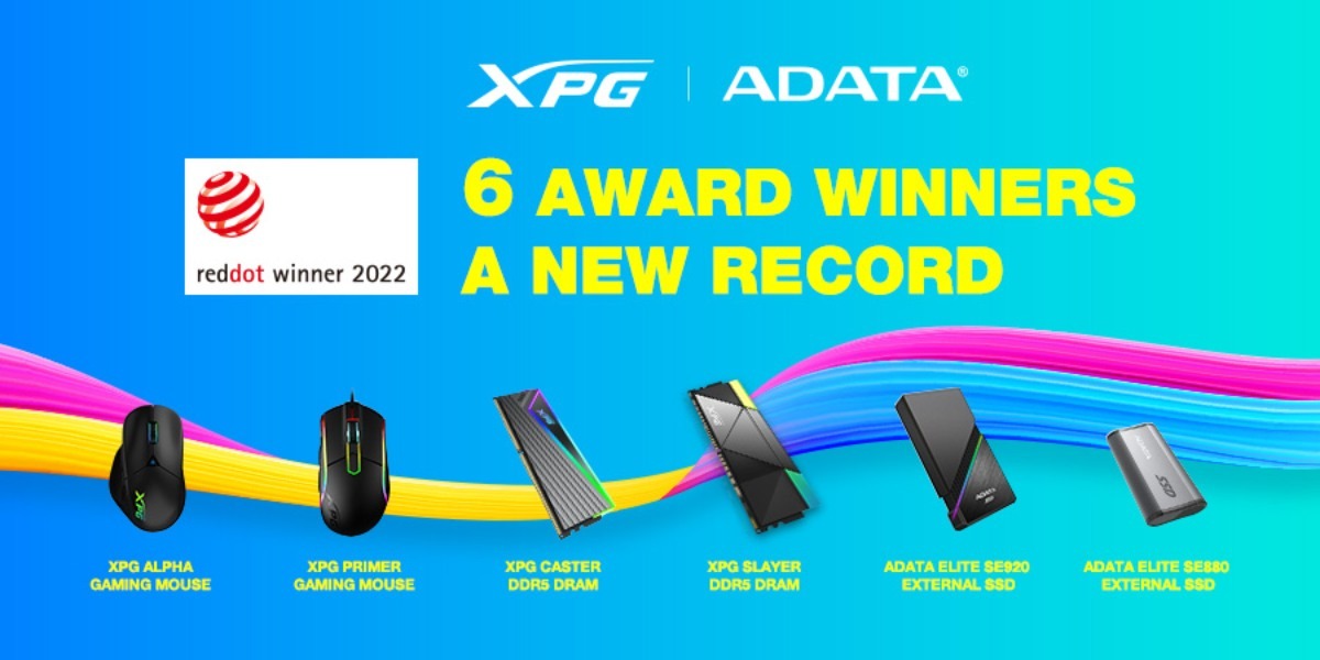 ADATA gana seis premios de diseño Red Dot en RAM, mouses y SSD