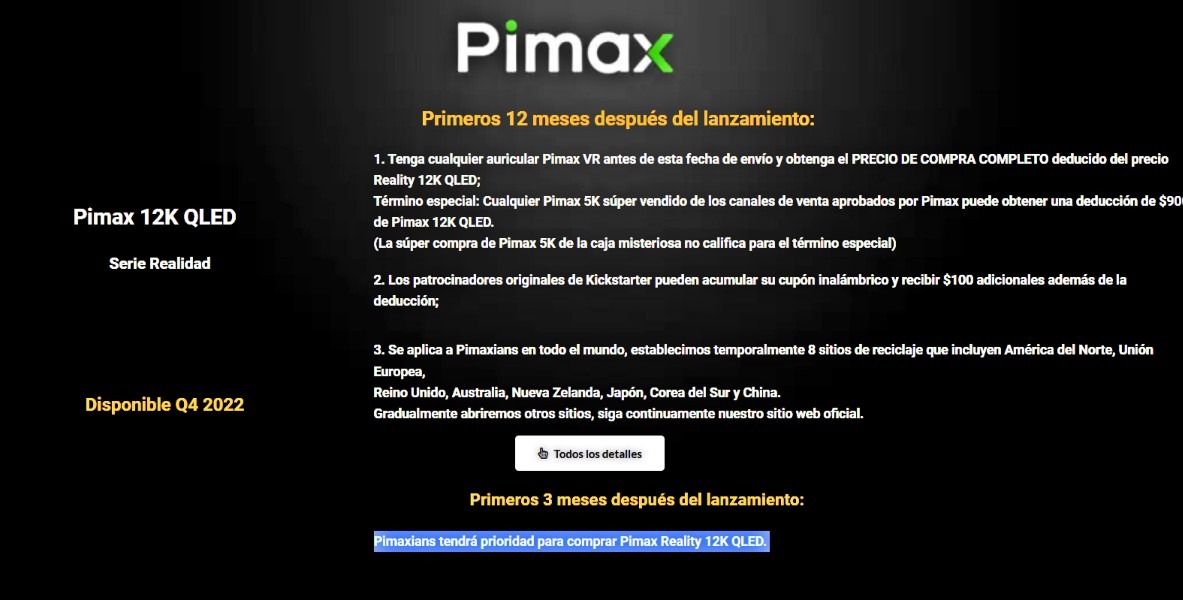 Pimax REALITY 12K QLED y el programa de canje