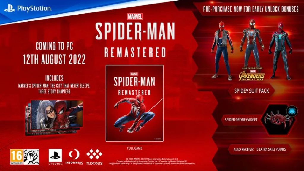 Marvel’s Spider-Man Remasterizado para PC desvela sus características