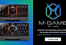 M-Audio M-Game, diseñado específicamente para juegos y creación de contenido M-Audio M-Game, interfaz de audio de transmisión en vivo y software para gaming