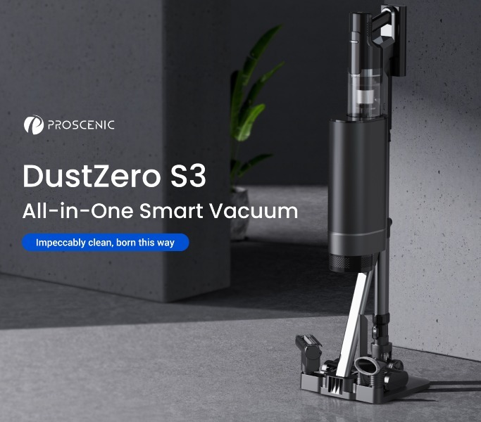 Proscenic DustZero S3 con base de vaciado innovadora y esterilización UV