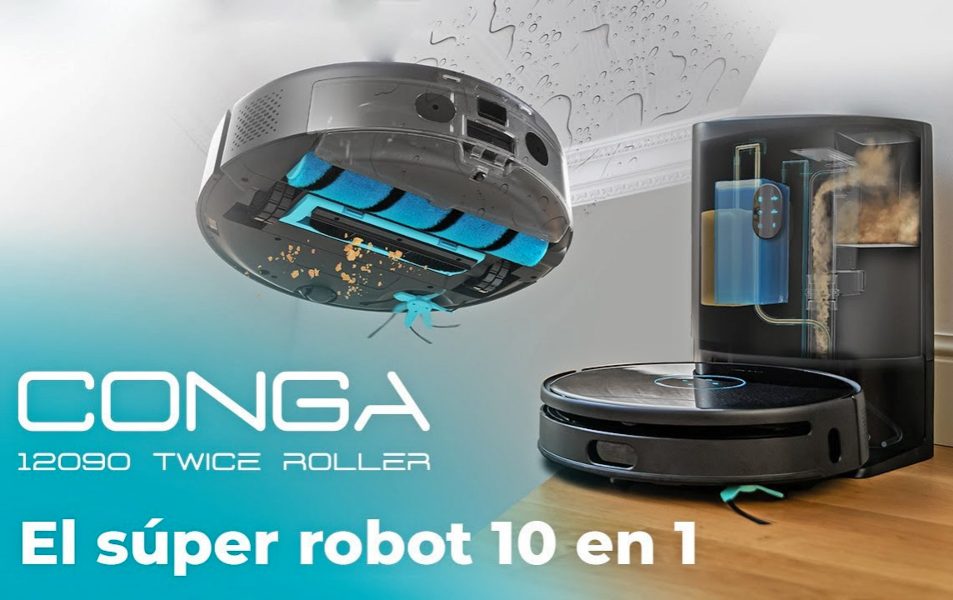 Robot aspirador 10 en 1 que se autogestiona: Conga 12090 Twice Roller Home&Fill