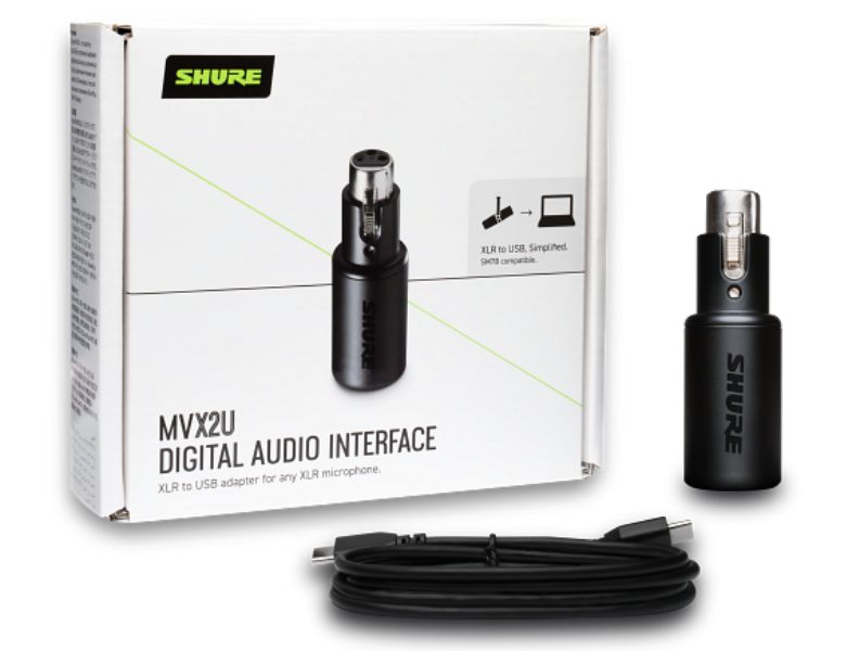 Shure MVX2U, interfaz audio digital para micrófonos XLR, DSP integrado