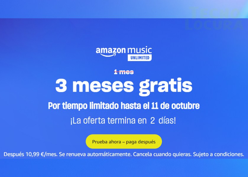 Amazon Music Unlimited durante 3 MESES completamente GRATIS