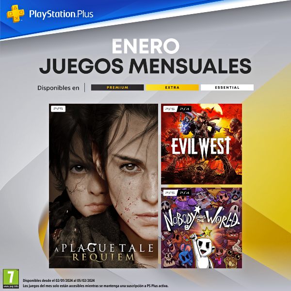 Juegos del mes de enero PlayStation Plus: A Plague Tale Requiem, Evil West...