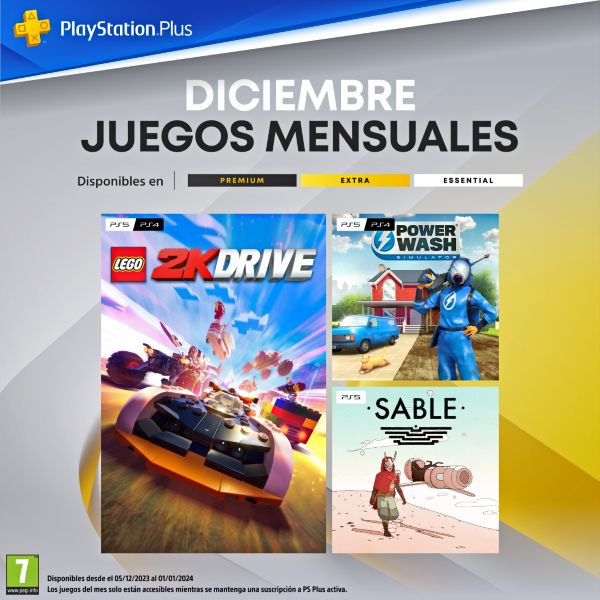 Juegos del mes de diciembre PlayStation Plus: LEGO 2K Drive, PowerWash Simulator y Sable